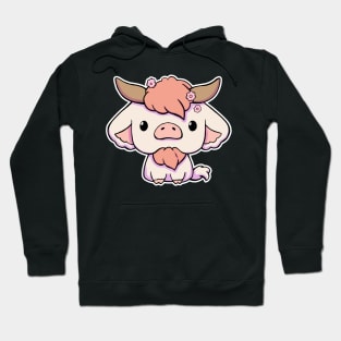 Cute Kawaii Cow - Cream Hoodie